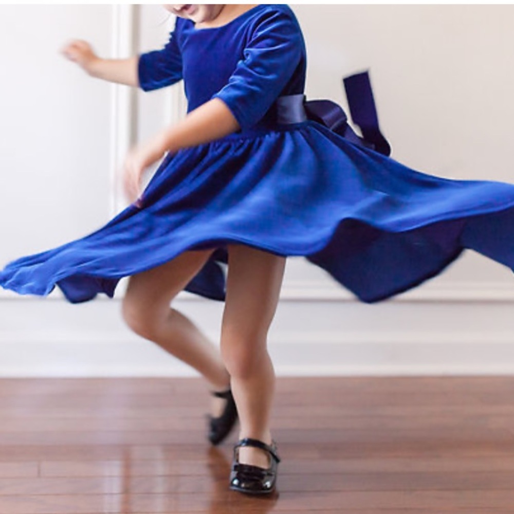 Royal Blue Velvet Kids Holiday Dress